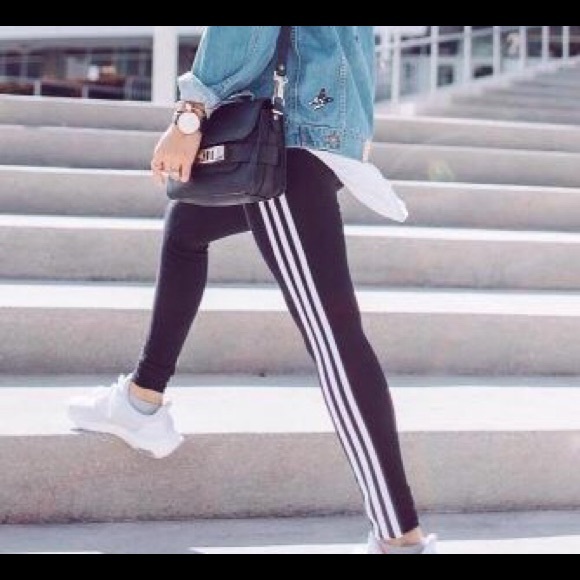 Adidas 3 striped black leggings - Picture 1 of 4